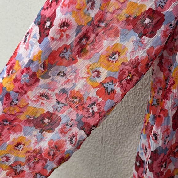 Women’s Plus Size Lane Bryant Pansy Semi Sheer Top, 14/16 1X Pink Orange - Picture 3 of 7